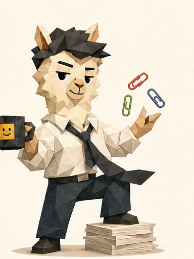 Office Menace alpaca mascot