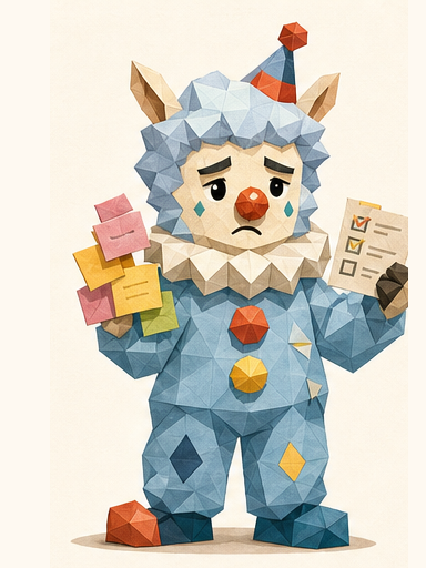 Overthinking Clown alpaca mascot